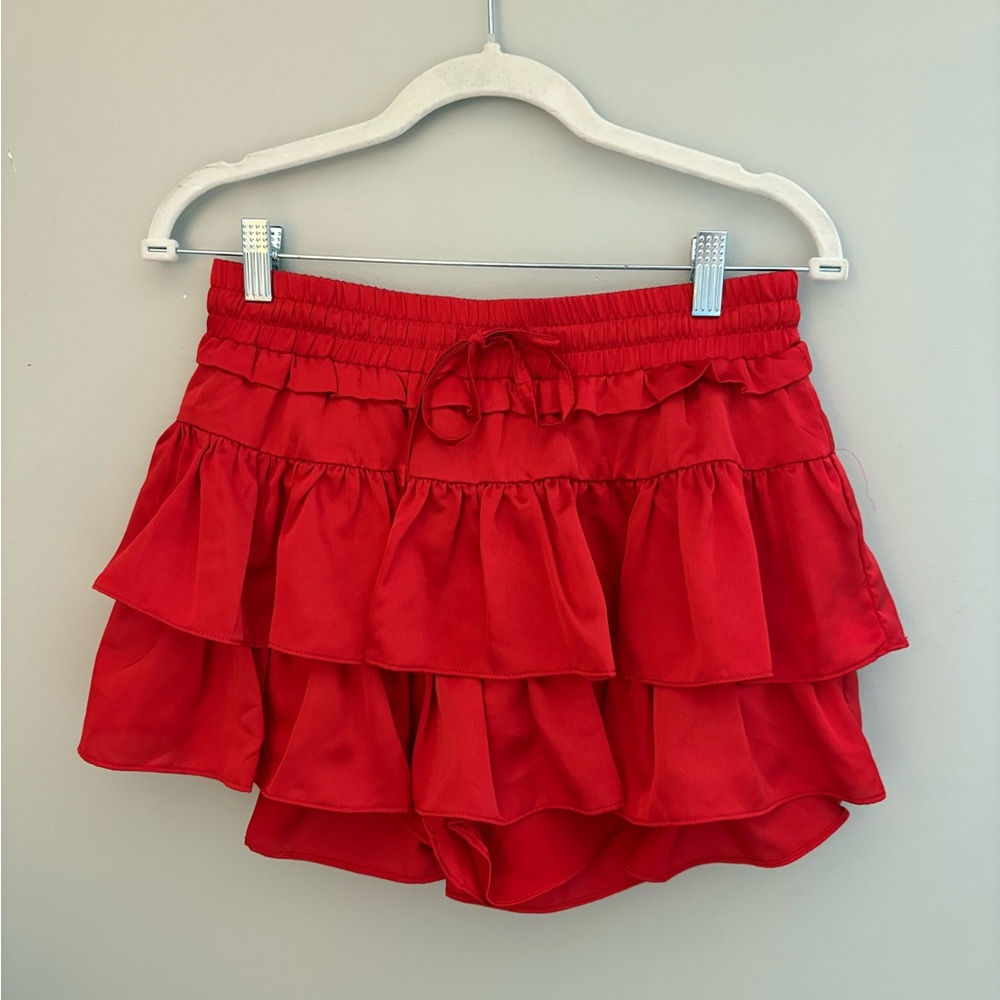 Vestique Red Ruffled Skirt